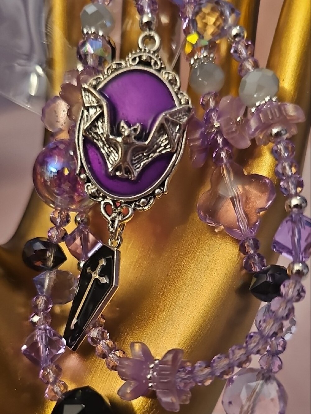 CHARMS: Purple Bat And Coffin Phone Charm